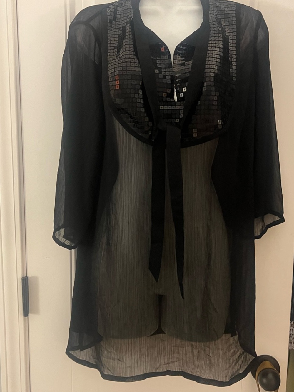 Black sheer tunic with sequined detail by Forever Your Girl by Paula